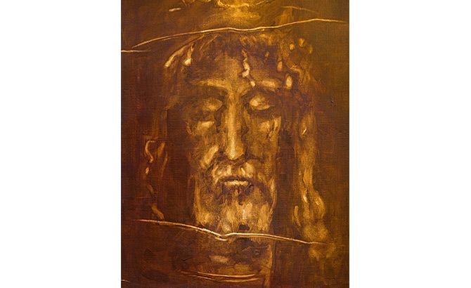 Pintura de la cara de Jesús Cristo del Sudario de Turín