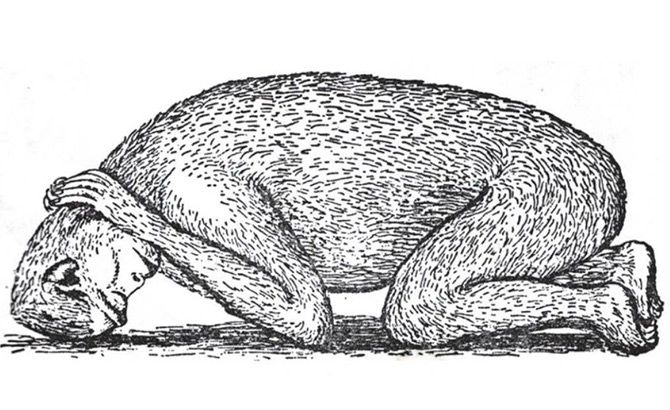 Una ilustración del hombre salvaje en el manuscrito de Porshnev