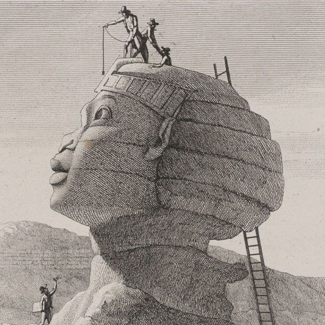 Representación de Vivant Denon de la Gran Esfinge de Giza de la edición de 1829