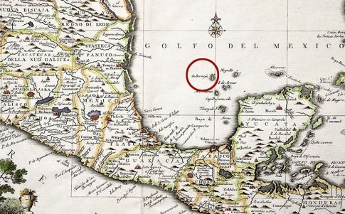 Mapa en la que aparece Isla Bermeja