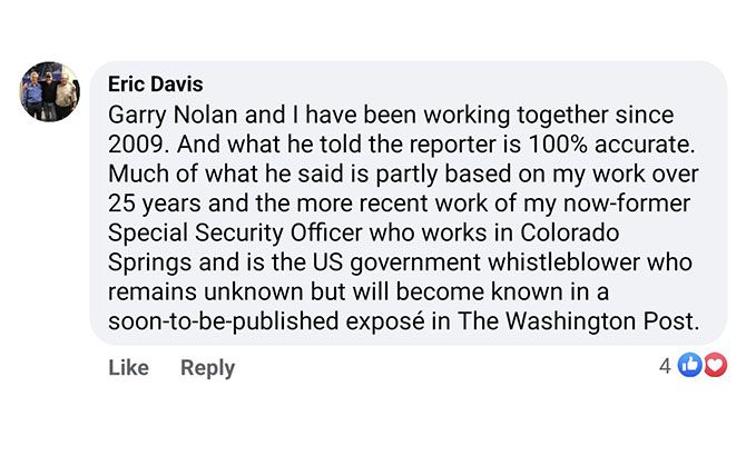 Post de Facebook de Davis