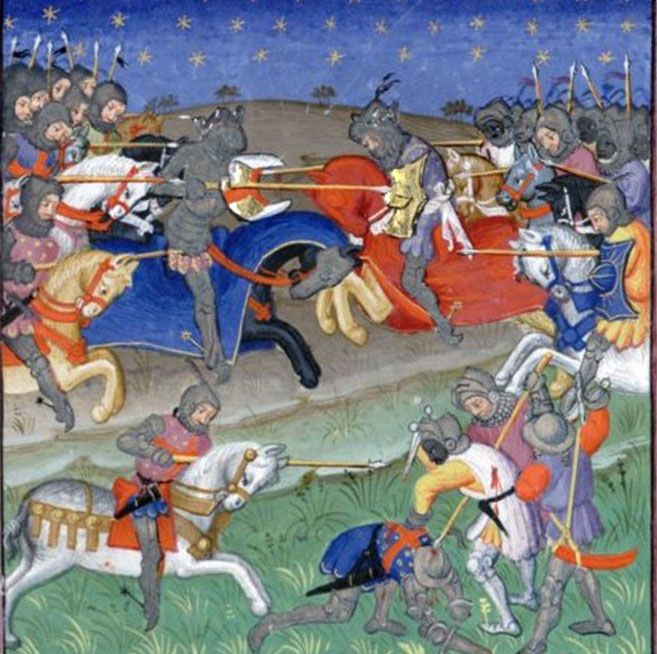 Pintura medieval de la batalla de Teba
