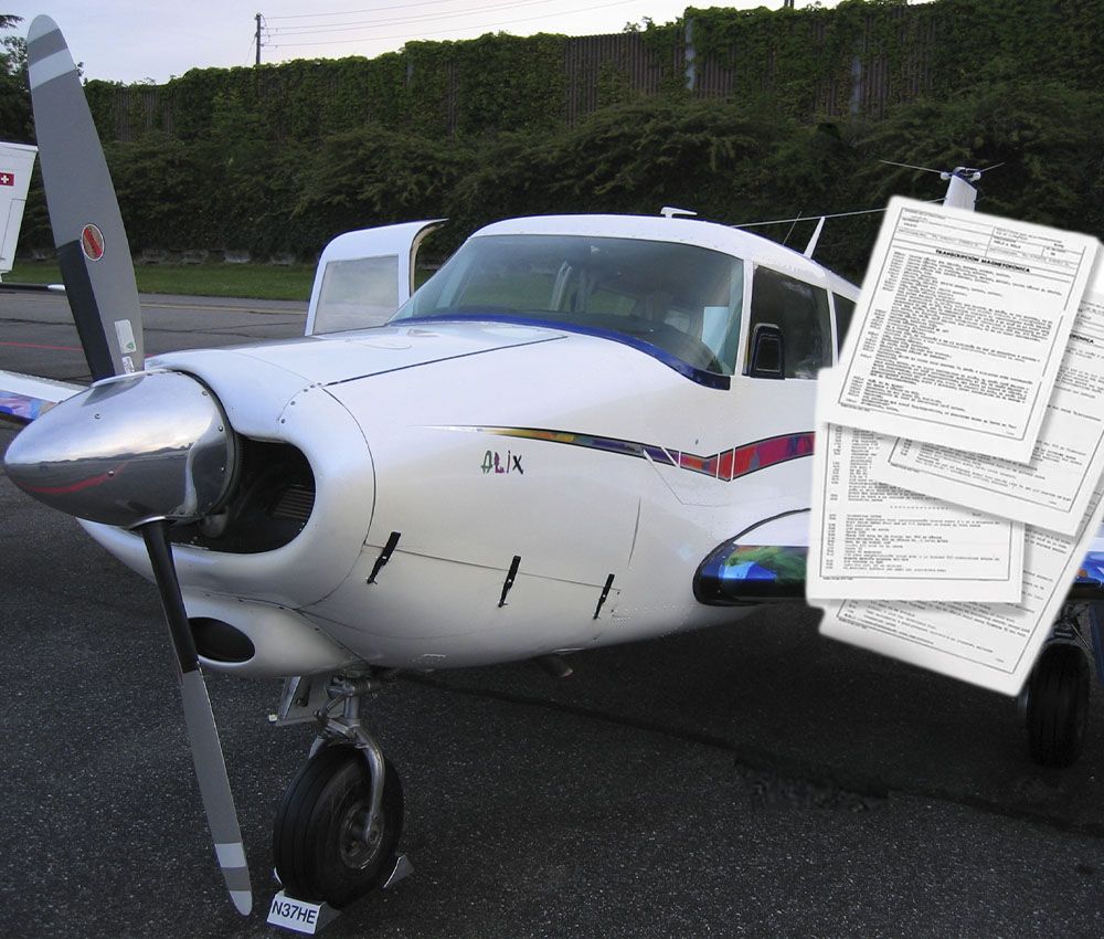 Una avioneta Piper y el informe del caso