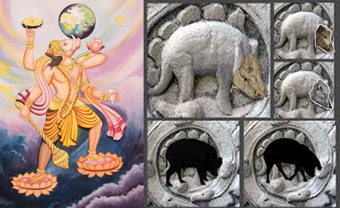 Varaha (jabalí) es uno de los avatares de Vishnu