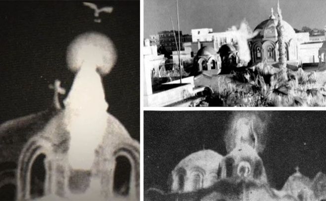 Tres imágenes de las apariciones de El Zeitoun, en El Cairo Tres imágenes de las apariciones de El Zeitoun, en El Cairo