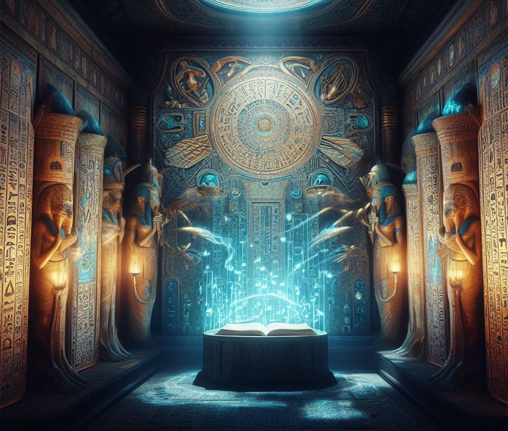Ilustración que recrea los textos mágicos del Antiguo Egipto
