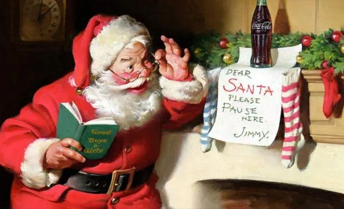 Una ilustración del Santa Claus de Coca Cola
