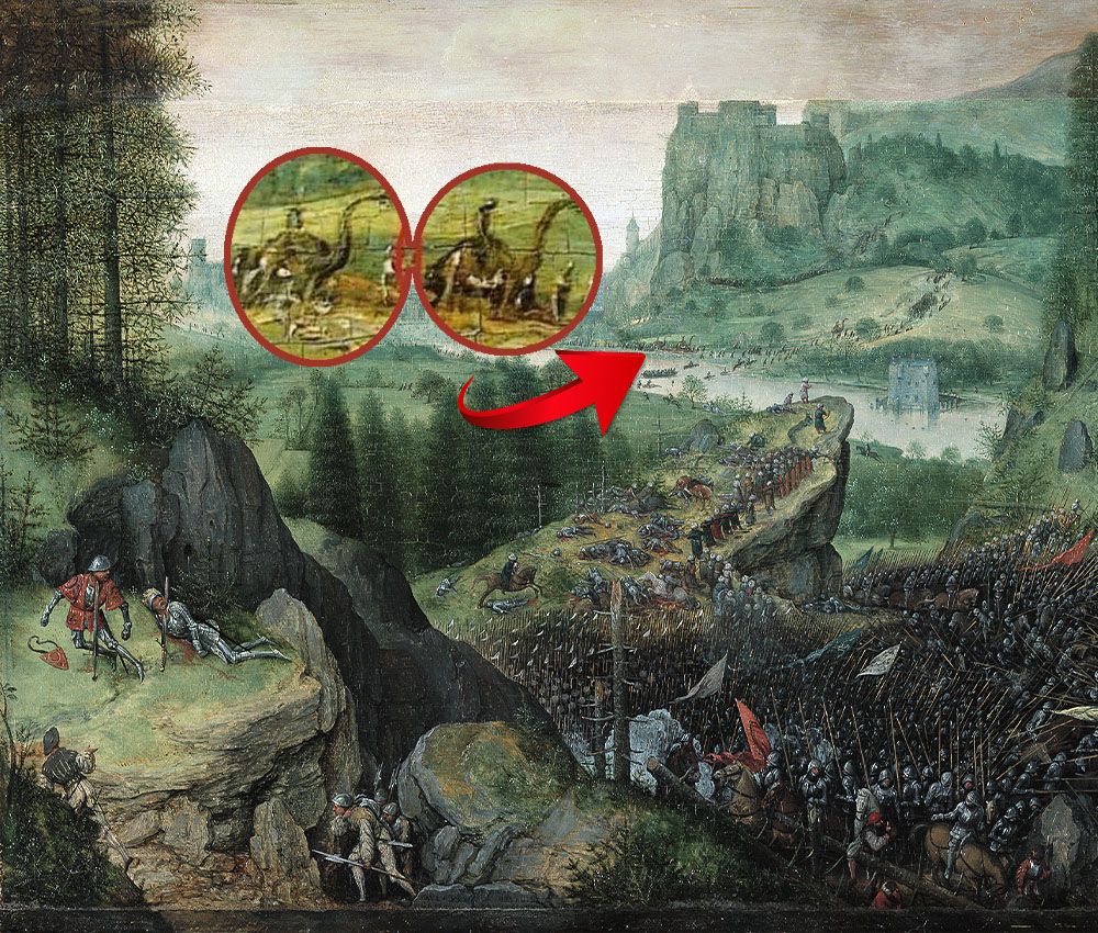 Dinosaurios en un cuadro del siglo XVI