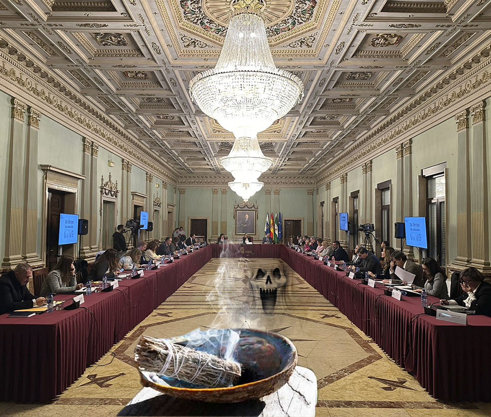 Recreación del sahumerio en el salón de plenos del Ayuntamiento de Huelva Recreación del sahumerio en el salón de plenos del Ayuntamiento de Huelva