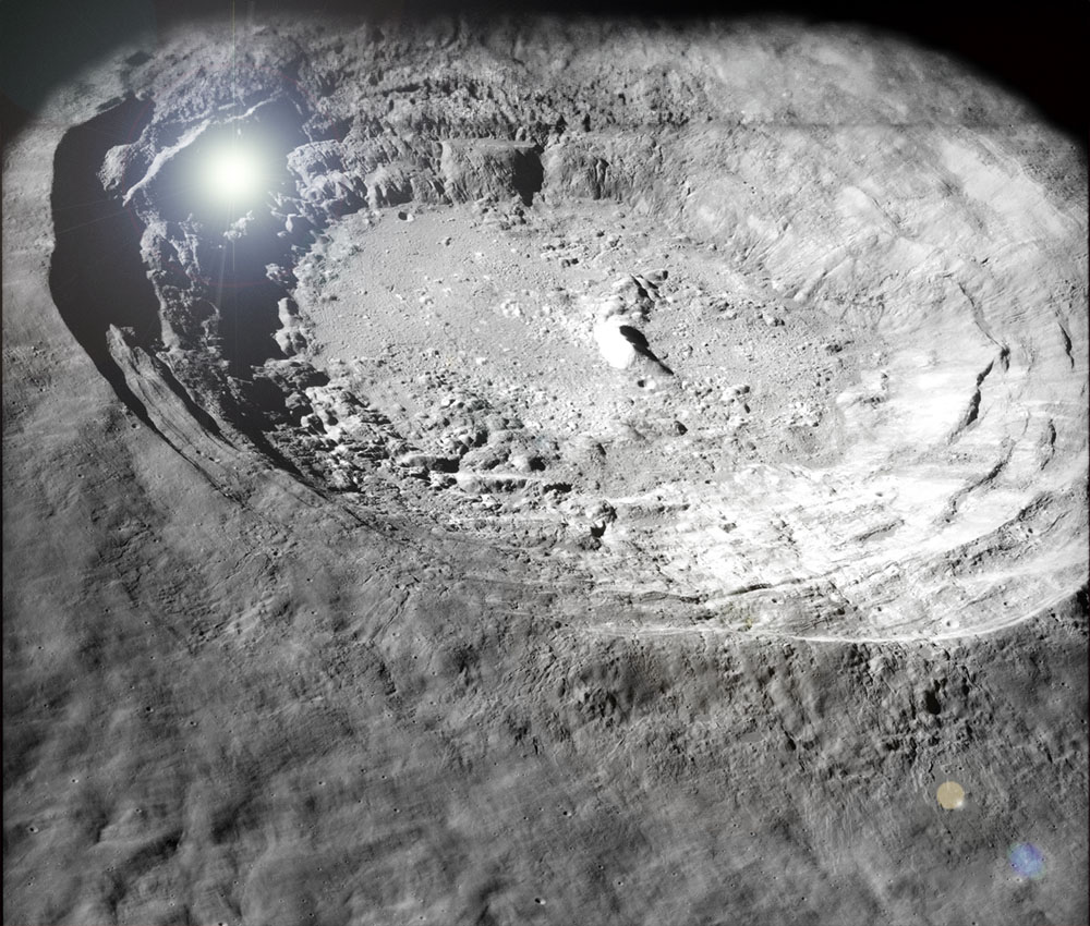 Recreación de las luces del cráter Aristarco Recreación de las luces del cráter Aristarco