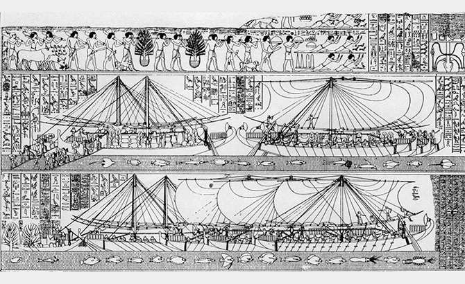 Grabados del templo de Hatshepsut que haban de la expedición a Punt Grabados del templo de Hatshepsut que haban de la expedición a Punt