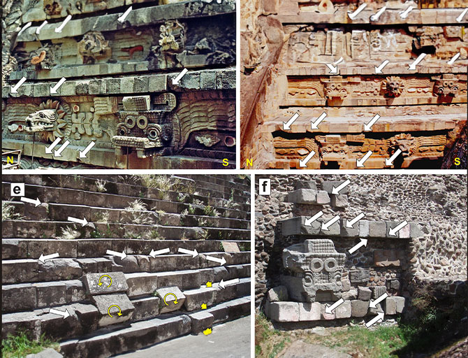 Algunos desperfectos del templo de la Serpiente Emplumada