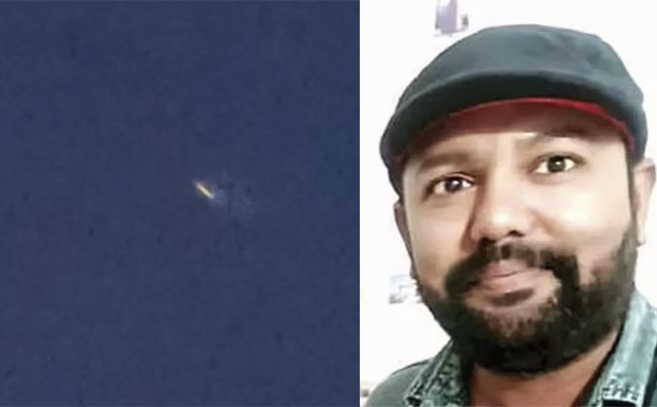 Uno de los objetos grabados por Syed Abdul Kader (dcha)