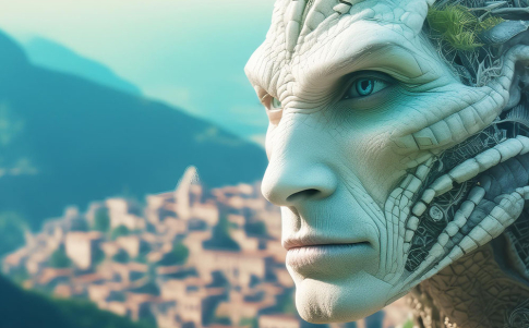 Recreación con IA de un reptiliano