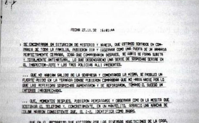 Parte del informe policial del caso Vallecas Parte del informe policial del caso Vallecas