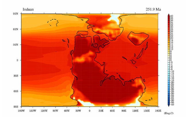 Temperatura durante el pico de calor de la extinción del Pérmico Triásico Temperatura durante el pico de calor de la extinción del Pérmico Triásico
