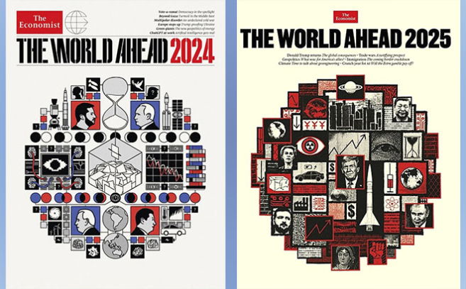 Las portadas de The Economist de 2024 y 2025