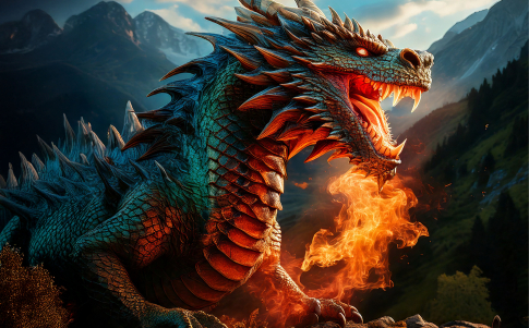 Ilustración generada por IA de un dragón