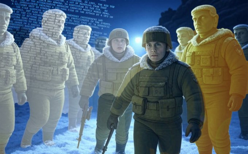 Soldados petrificados en un ataque extraterrestre