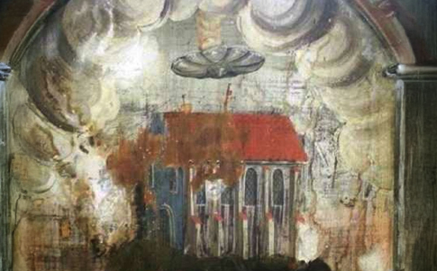 Un fresco de la iglesia de Sighisoara, en Transilvania, muestra un ovni