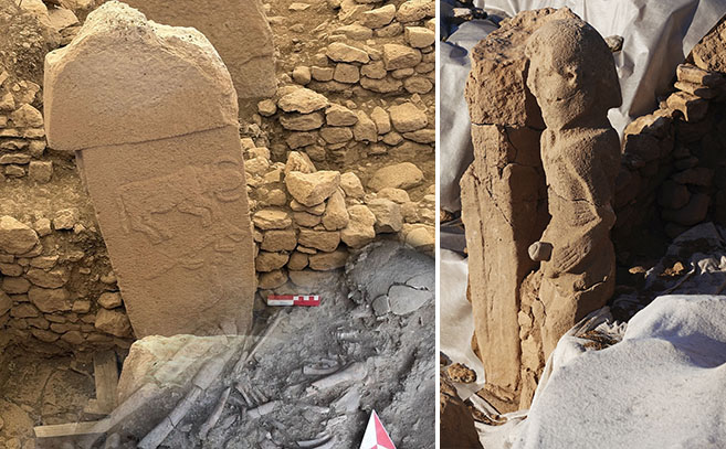 El pilar muestra un uro como el de Sayburç (A la derecha) El hombre de Karahan Tepe