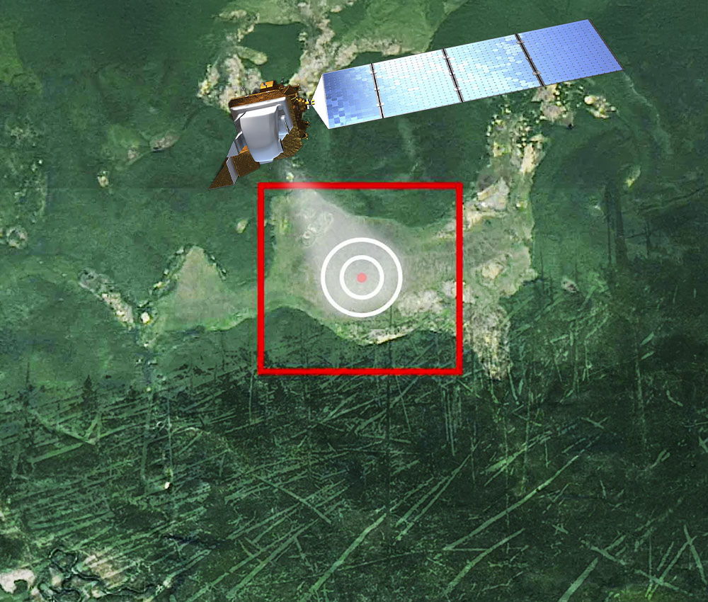 Imagen de la zona cero de Tunguska obtenida por el satélite Landsat 8 Imagen de la zona cero de Tunguska obtenida por el satélite Landsat 8
