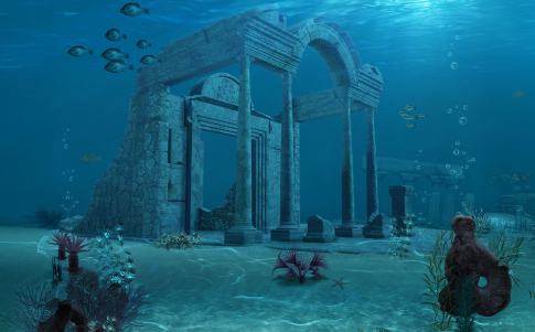 Ilustración de ruinas submarinas iStock Photo