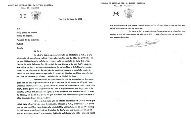 Carta de Javier Cabrera a la reina Sofía