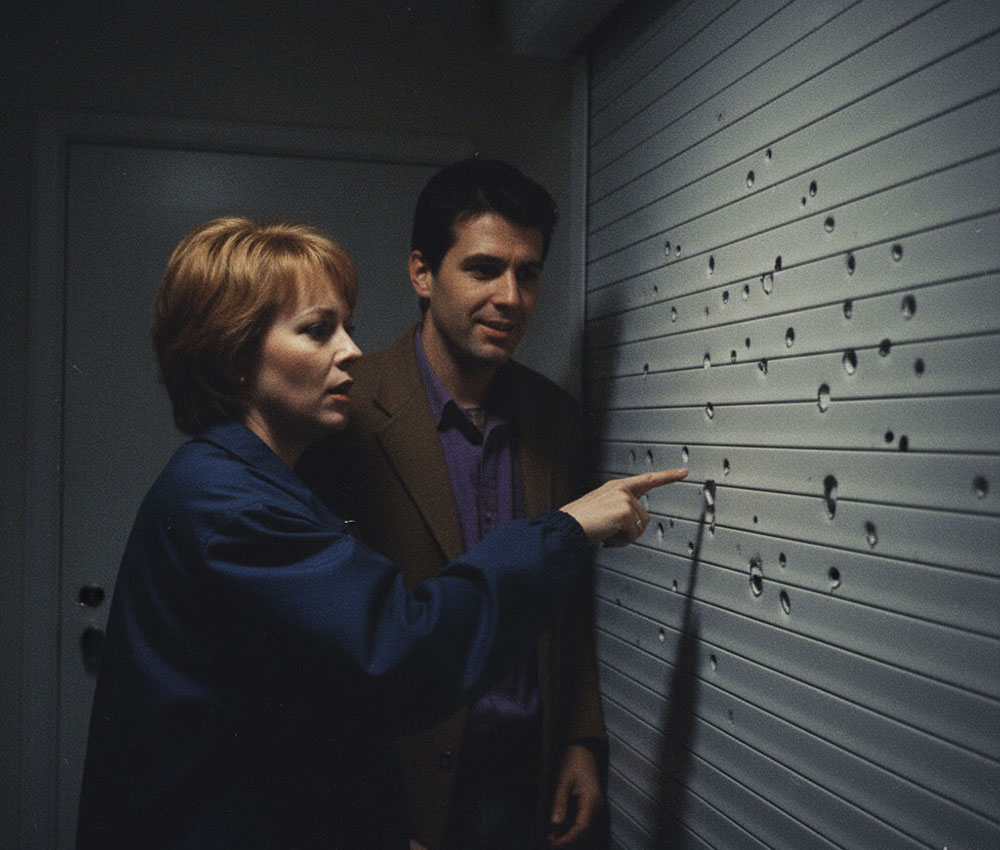 Recreación mediante IA de una de las persianas dañadas en el poltergeist del caso