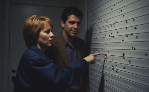 Recreación mediante IA de una de las persianas dañadas en el poltergeist del caso