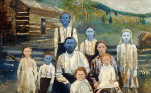 Una imagen restaurada con IA de la familia Fugate de Kentucky