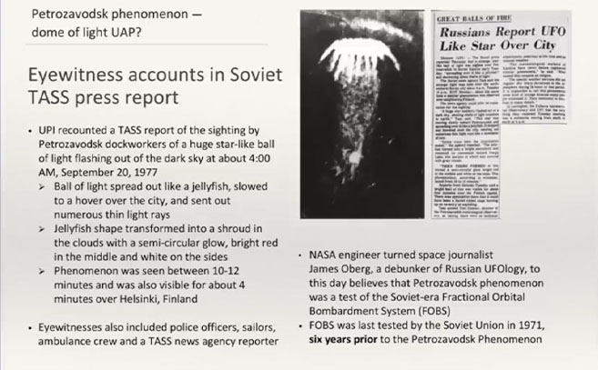 Una de las diapositivas de incidentes ovni en Rusia Una de las diapositivas de incidentes ovni en Rusia