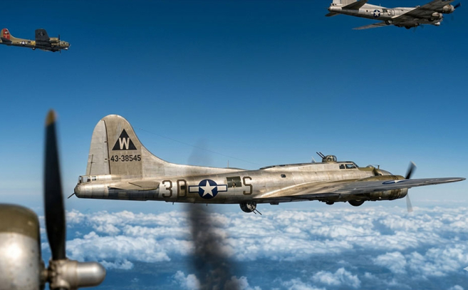 El bombardero resultó dañado por el fuego antiaéreo en Alemania