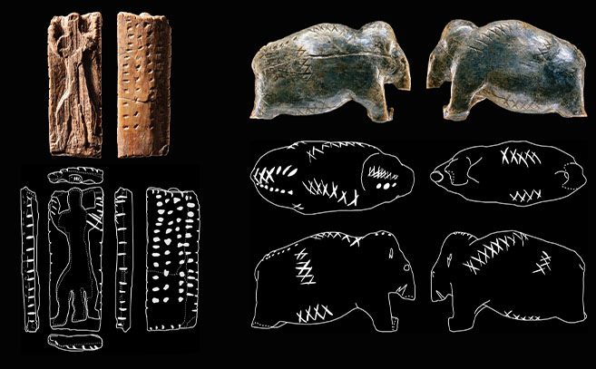 Artefactos móviles con signos geométricos del Auriñaciense de Suabia