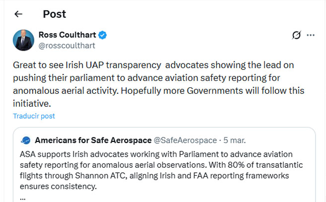 El post del influyente periodista Ross Coulthart