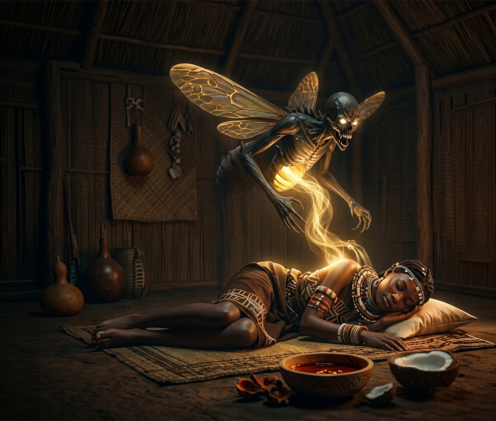 Una recreación del Adze, mítico monstruo africano cuyo temor surgió a partir de la colonización