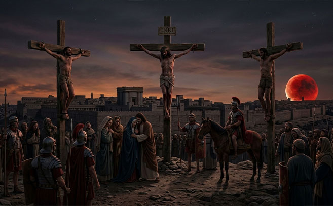 Una recreación del cielo el día de la crucifixión de Jesús Una recreación del cielo el día de la crucifixión de Jesús