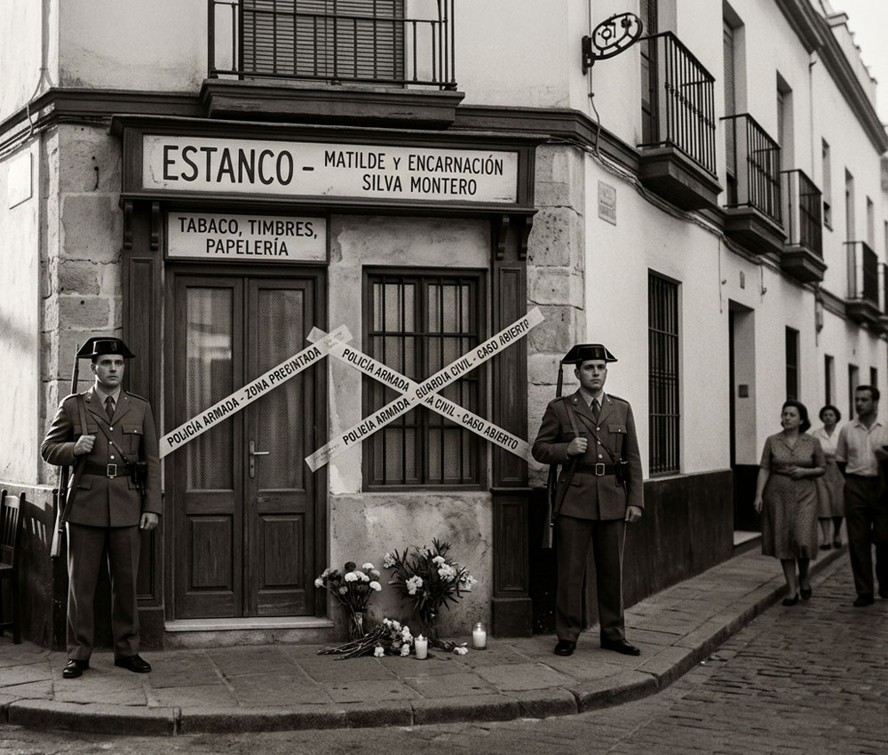 Recreación del estanco donde se hallaron los cuerpos brutalmente asesinados