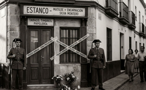 Recreación del estanco donde se hallaron los cuerpos brutalmente asesinados