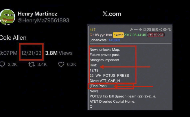 Cadena de texto que supuestamente hace referencia a Cole Allen