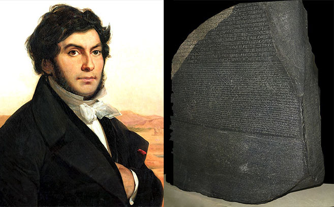 Jean François Champollion y la piedra Rosetta