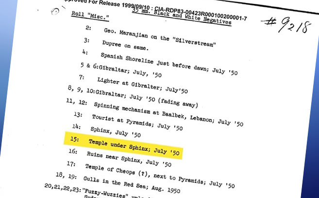 Captura del documento de la CIA que menciona el templo de la Esfinge
