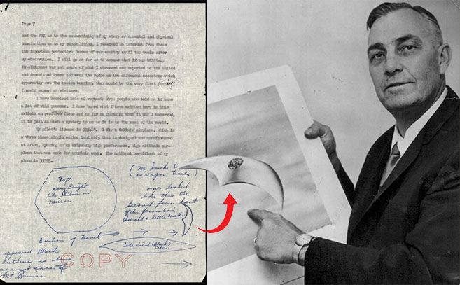 Kenneth Arnold señala cómo eran los objetos avistados en junio de 1947