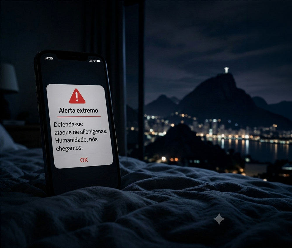 Recreación del mensaje del sistema de alertas de Brasil