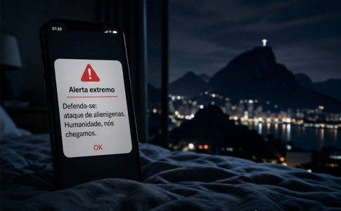 Recreación del mensaje del sistema de alertas de Brasil