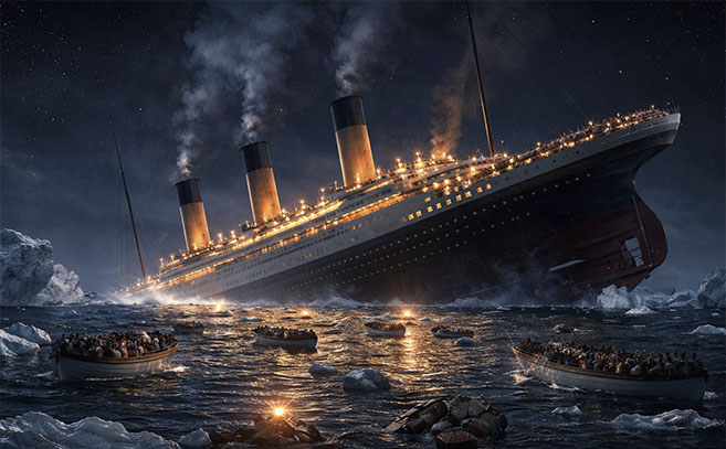 El Titanic terminó engullido por las aguas