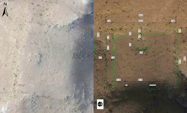 Imagen de satélite que identifica la plataforma descubierta en Petra